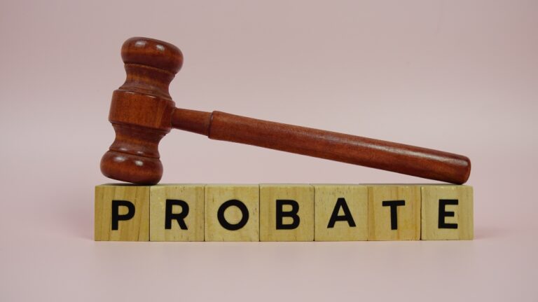 Probate with wooden blocks alphabet letters and Gavel