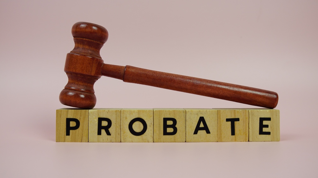 Probate with wooden blocks alphabet letters and Gavel