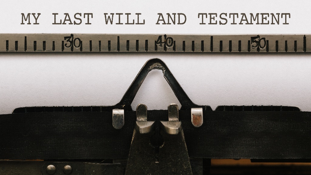 My Last Will and Testament Text on paper in Vintage type writer machine